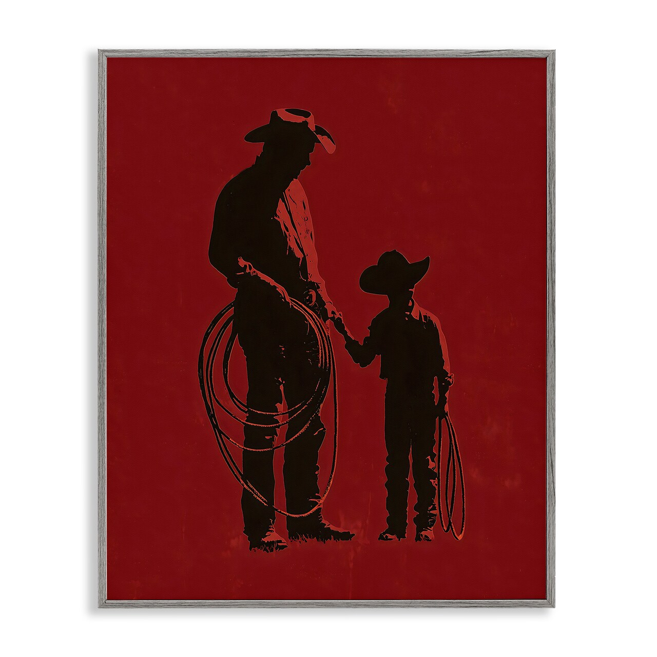 Stupell Industries Burgundy Cowboy Father & Son Framed Giclee, design by Arlington Prints